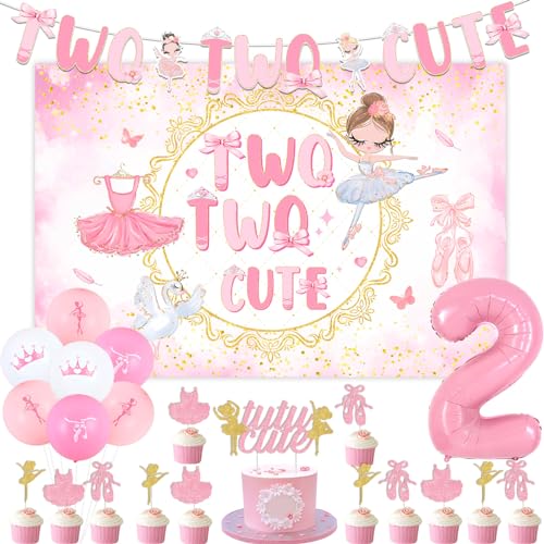 kreat4joy Niedliche Tutu-Dekorationen zum 2. Geburtstag, Ballerina-Party-Dekorationen, Hintergrund-Banner, rosa Tutu, niedliche Kuchen-Cupcake-Topper für Ballett, Tanzen, Mädchen, 2. Geburtstag kreat4joy Niedliche Tutu-Dekorationen zum 2. Geburtstag, Ballerina-Party-Dekorationen, Hintergrund-Banner, rosa Tutu, niedliche Kuchen-Cupcake-Topper für Ballett, Tanzen, Mädchen, 2. Geburtstag von kreat4joy