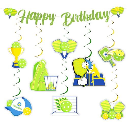 kreat4joy Pickleball Geburtstag Dekoration, Pickleball Thema Happy Birthday Banner Hängende Wirbel Streamer Gelb Grün für Sportler Sport Ball Lustige Pickle Party Dekoration kreat4joy Pickleball Geburtstag Dekoration, Pickleball Thema Happy Birthday Banner Hängende Wirbel Streamer Gelb Grün für Sportler Sport Ball Lustige Pickle Party Dekoration von kreat4joy