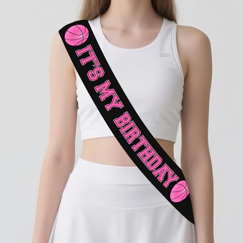 kreat4joy Pinke Basketball-Geburtstagsparty-Dekoration, Basketball-Thema, "It's My Birthday", Schärpe, 160 x 9,5 cm, für Mädchen und Frauen, Sport-Thema, 10., 11., 18 kreat4joy Pinke Basketball-Geburtstagsparty-Dekoration, Basketball-Thema, "It's My Birthday", Schärpe, 160 x 9,5 cm, für Mädchen und Frauen, Sport-Thema, 10., 11., 18 von kreat4joy