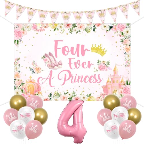 kreat4joy Prinzessin 4. Geburtstag Party Dekorationen, Four Ever A Princess Hintergrund Geburtstag Wimpelkette Banner Rosa Weiß Schloss Luftballons Zahl 4 Folienballon für 4 Jahre altes Mädchen kreat4joy Prinzessin 4. Geburtstag Party Dekorationen, Four Ever A Princess Hintergrund Geburtstag Wimpelkette Banner Rosa Weiß Schloss Luftballons Zahl 4 Folienballon für 4 Jahre altes Mädchen von kreat4joy