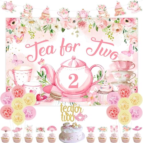 kreat4joy Tee 2 Jahre alt Mädchen Geburtstag Dekorationen Mädchen, Tee für zwei Dekorationen Hintergrund Kuchen Cupcake Toppers Banner Girlande Luftballons für 2. Geburtstag Party Dekorationen Kinder kreat4joy Tee 2 Jahre alt Mädchen Geburtstag Dekorationen Mädchen, Tee für zwei Dekorationen Hintergrund Kuchen Cupcake Toppers Banner Girlande Luftballons für 2. Geburtstag Party Dekorationen Kinder von kreat4joy