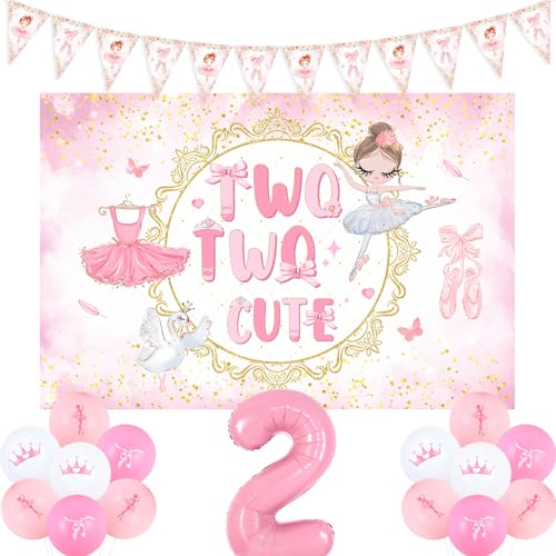 kreat4joy Tutu niedliche Geburtstagsdekorationen, zwei niedliche Geburtstags-Hintergrund, Ballerina-Geburtstags-Banner, Luftballons, rosa Nummer 2, Folienballon für Balletttanzende Mädchen, zwei kreat4joy Tutu niedliche Geburtstagsdekorationen, zwei niedliche Geburtstags-Hintergrund, Ballerina-Geburtstags-Banner, Luftballons, rosa Nummer 2, Folienballon für Balletttanzende Mädchen, zwei von kreat4joy