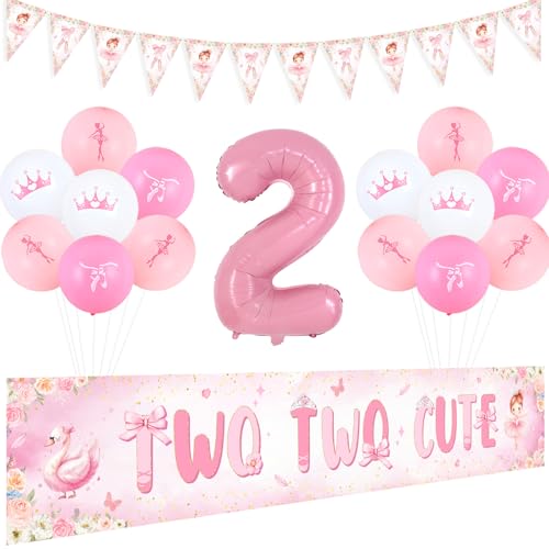 kreat4joy Tutu niedliche Geburtstagsdekorationen, zwei niedliche Geburtstags-Hintergrund, großes Hof-Banner, Ballerina-Geburtstags-Banner, Luftballons, Rosa, 2 Folienballon für Ballett-Tanzen, kreat4joy Tutu niedliche Geburtstagsdekorationen, zwei niedliche Geburtstags-Hintergrund, großes Hof-Banner, Ballerina-Geburtstags-Banner, Luftballons, Rosa, 2 Folienballon für Ballett-Tanzen, von kreat4joy