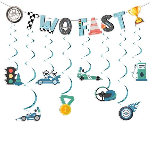 kreat4joy Two Fast 2 Curious Birthday Decoration Banner Hanging Swirl Ceiling Streamer Blue for Two Fast Race Retro Vintage Car 2nd Birthday Decoration Boy kreat4joy Two Fast 2 Curious Birthday Decoration Banner Hanging Swirl Ceiling Streamer Blue for Two Fast Race Retro Vintage Car 2nd Birthday Decoration Boy von kreat4joy