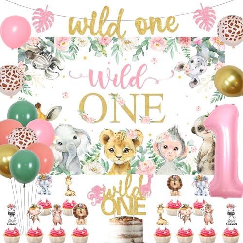 kreat4joy Wild One Geburtstagsdekorationen Mädchen, Dschungeltier 1. Geburtstag Party Wild One Hintergrund Banner Kuchen Cupcake Topper Salbeigrün Rosa 1 Folienballon für Mädchen Rosa Safari 1. kreat4joy Wild One Geburtstagsdekorationen Mädchen, Dschungeltier 1. Geburtstag Party Wild One Hintergrund Banner Kuchen Cupcake Topper Salbeigrün Rosa 1 Folienballon für Mädchen Rosa Safari 1. von kreat4joy