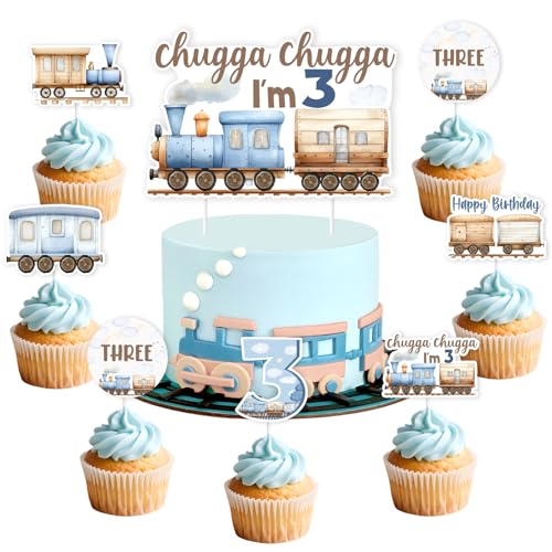 kreat4joy Zug 3. Geburtstag Dekoration, 25pcs Chugga Chugga I'm Three Cake Topper Choo Choo Cupcake Topper Doppelseitiger Druck für Junge Retro Zug Thema 3. Geburtstag Dekoration kreat4joy Zug 3. Geburtstag Dekoration, 25pcs Chugga Chugga I'm Three Cake Topper Choo Choo Cupcake Topper Doppelseitiger Druck für Junge Retro Zug Thema 3. Geburtstag Dekoration von kreat4joy