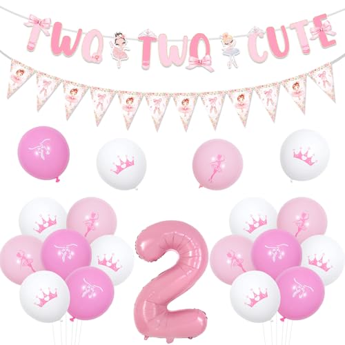 kreat4joy Zwei Zwei Süße Geburtstagsdekorationen, Tutu Cute Birthday Banner Ballerina Bunting Banner Ballons Ballett für Tanzende Mädchen Rosa Nummer 2 Folienballons Zwei Niedliche 2. Geburtstag kreat4joy Zwei Zwei Süße Geburtstagsdekorationen, Tutu Cute Birthday Banner Ballerina Bunting Banner Ballons Ballett für Tanzende Mädchen Rosa Nummer 2 Folienballons Zwei Niedliche 2. Geburtstag von kreat4joy