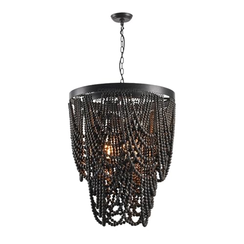 ksxnkhk Schlafzimmer Weiße Pendelleuchte Kaffee Farbe Holzperle Home Decoration Moderne Foyer Wohnzimmer Lichter, Kronleuchter von ksxnkhk