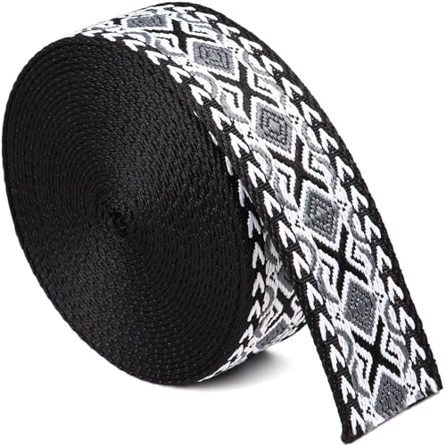 Baumwoll-Gurtband, 3,8 cm für Taschengriffe, Jacquard-Schwarz und Weiß, Bohemia, 6 Yards, strapazierfähiges Nylon-Gurtband für Taschen, 3,8 cm Gurtband, Nylon-Gurt, Rucksackgurte, Gürtel Baumwoll-Gurtband, 3,8 cm für Taschengriffe, Jacquard-Schwarz und Weiß, Bohemia, 6 Yards, strapazierfähiges Nylon-Gurtband für Taschen, 3,8 cm Gurtband, Nylon-Gurt, Rucksackgurte, Gürtel von ktnstsaal