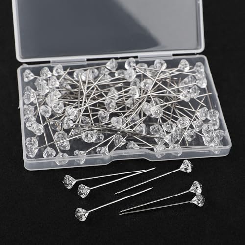 100 Stück Dekonadel,38mm Diamant Blumenstrauß Pins Stecknadeln Lang mit Transparente Box für Hochzeitsblumen, Knopflöcher, Brautschmuck, Blumenhandwerk 100 Stück Dekonadel,38mm Diamant Blumenstrauß Pins Stecknadeln Lang mit Transparente Box für Hochzeitsblumen, Knopflöcher, Brautschmuck, Blumenhandwerk von ktxaby