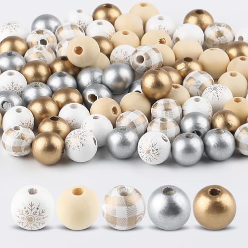 100 Stück Weihnachts Holzperlen,16mm Schneeflocke Bastelperlen Rund Natürliche Holzperlen für DIY Bastelarbeiten Weihnachtsbaum Hängende Dekoration Winterurlaub Girlande 100 Stück Weihnachts Holzperlen,16mm Schneeflocke Bastelperlen Rund Natürliche Holzperlen für DIY Bastelarbeiten Weihnachtsbaum Hängende Dekoration Winterurlaub Girlande von ktxaby