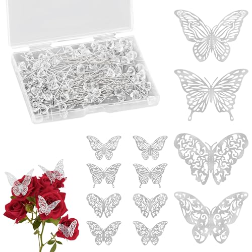 100Pcs Blumenstrauß Hochzeit Korsagen Pins 48Pcs 3D Silber Schmetterling Wanddekoration Set Silber Blume Diamant Pins dreidimensionale Schmetterling Wandaufkleber Dekoration für Hochzeit Muttertag 100Pcs Blumenstrauß Hochzeit Korsagen Pins 48Pcs 3D Silber Schmetterling Wanddekoration Set Silber Blume Diamant Pins dreidimensionale Schmetterling Wandaufkleber Dekoration für Hochzeit Muttertag von ktxaby