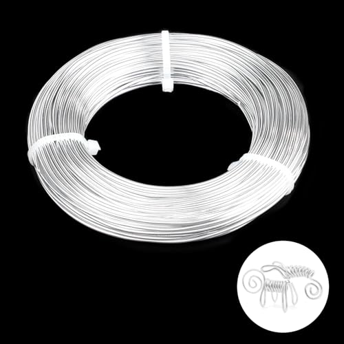 15 Gauge 1.5mm Aluminiumdraht, 50m Eloxierter Aluminiumdraht für Bildhauerei,Silber Basteldraht Perlenherstellung Biegsamer Metalldraht für Schmuckherstellung Basteln Kranzherstellung von ktxaby