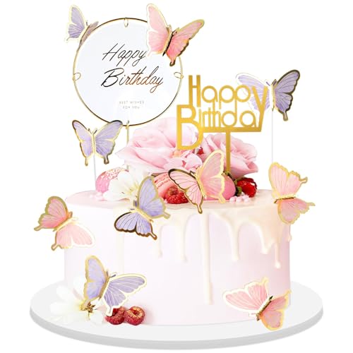 22Pcs 3D lila rosa Schmetterling Kuchen Dekoration Sets mit Gold „Happy Birthday“Wort Acryl Kuchen Picks,gemischte Größe Schmetterling Kuchen Toppers für Geburtstag Party Hochzeit Kuchen Dekor 22Pcs 3D lila rosa Schmetterling Kuchen Dekoration Sets mit Gold „Happy Birthday“Wort Acryl Kuchen Picks,gemischte Größe Schmetterling Kuchen Toppers für Geburtstag Party Hochzeit Kuchen Dekor von ktxaby