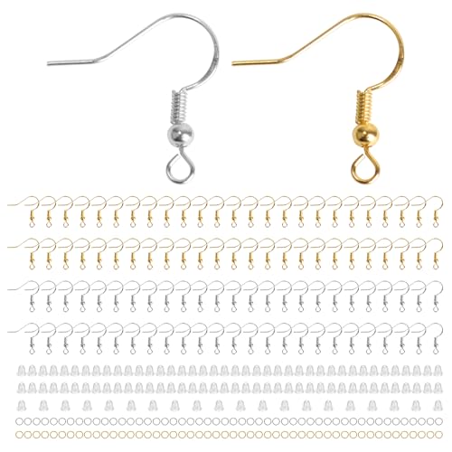 300 Stück Gold Silber Ohrring Haken Set 925 Ohrringe Selber Machen Set Hypoallergene mit Transparenten Silikon Ohrring Sicherheitsverschlüssen, Ohrring Herstellung Set für DIY Schmuck Herstellung 300 Stück Gold Silber Ohrring Haken Set 925 Ohrringe Selber Machen Set Hypoallergene mit Transparenten Silikon Ohrring Sicherheitsverschlüssen, Ohrring Herstellung Set für DIY Schmuck Herstellung von ktxaby