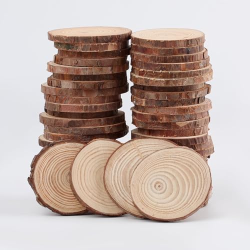 50Pcs 0.5cm Dicke Unvollendete Natürliche Holzscheiben, 5-6cm Runde Holzscheiben mit Baumrinde, Kleine Holzkekse Kreise mit Rinde für DIY Crafts Weihnachten Ornamente Party Hochzeit Dekor 50Pcs 0.5cm Dicke Unvollendete Natürliche Holzscheiben, 5-6cm Runde Holzscheiben mit Baumrinde, Kleine Holzkekse Kreise mit Rinde für DIY Crafts Weihnachten Ornamente Party Hochzeit Dekor von ktxaby