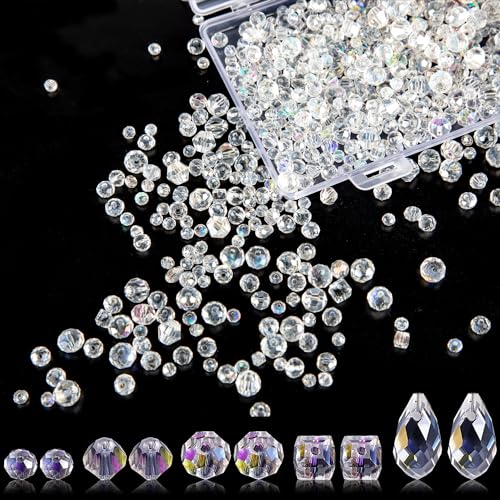 600 Stück Facettierte Perlen Glasperlen,Perlen Zum Auffädeln,Glass Beads,Crystal Jewellery Making Kit,Assorted Clear Crystal Glass Beads Spacer Beads 4/6/8mm for DIY Bracelets, Necklaces 600 Stück Facettierte Perlen Glasperlen,Perlen Zum Auffädeln,Glass Beads,Crystal Jewellery Making Kit,Assorted Clear Crystal Glass Beads Spacer Beads 4/6/8mm for DIY Bracelets, Necklaces von ktxaby