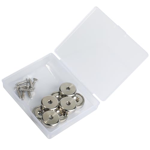 8 Stück Neodym Magnete Extra Stark Haltekraft 10 KG, Magnete mit Loch Senkkopf Rundmagne Topfmagnet mit Schrauben für Küchen, Badezimmer, Büros, Schule(20x7mm) von ktxaby