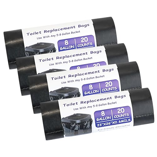80PCS 8 Gallon Tragbare Toilettenbeutel Biologisch Abbaubare Kleine Mülleimerbeutel 30L Schwarze Lebensmittelabfallbeutel Camping Toilettenbeutel für Haushalt Garten Küche Büro(4 Rollen) von ktxaby