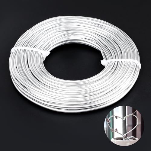 9 Gauge Aluminiumdraht,3mm eloxierter Aluminiumdraht für Bildhauerei,Perlenherstellung biegsamer Metalldraht 16m lang Basteldraht für Schmuckherstellung Kunsthandwerk Kranzherstellung(Silber) von ktxaby