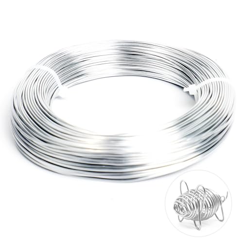 Basteldraht 1mm x 50 m,Biegsam Handwerk Metalldraht Aluminiumdraht für Schmuck, Dekoteile, DIY-Skulpturen, Kranzherstellung & Bonsai-Bäume(Silber) ﻿ von ktxaby
