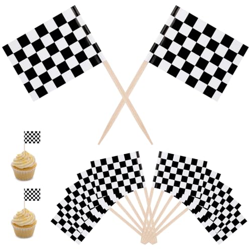 Ktxaby 100 Stück karierte Mini-Flagge, schwarz-weiße Rennzahnstocherflagge, Finish-Linie, Cupcake-Topper, Party-Dekorationen, Picks für Sportveranstaltungen, Feiern, Partyzubehör Ktxaby 100 Stück karierte Mini-Flagge, schwarz-weiße Rennzahnstocherflagge, Finish-Linie, Cupcake-Topper, Party-Dekorationen, Picks für Sportveranstaltungen, Feiern, Partyzubehör von ktxaby