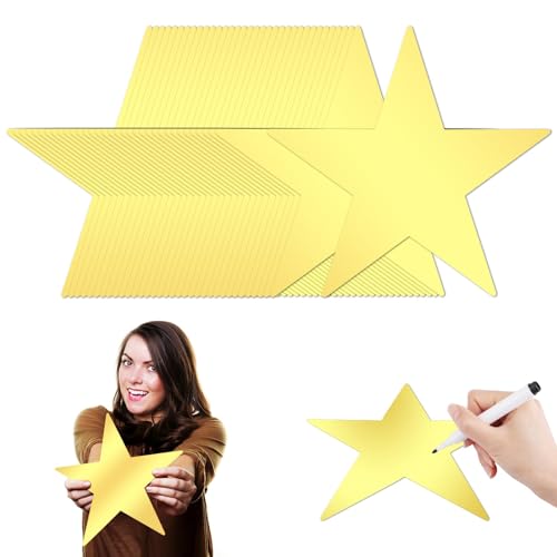 Ktxaby 40 Stück Große Gold Glitzer Sterne Ausschnitte,28.7cm Deko Sterne Papiersterne Zum Aufhängen für Hochzeit Geburtstag Weihnachten Party Wanddekoration Basteln von ktxaby