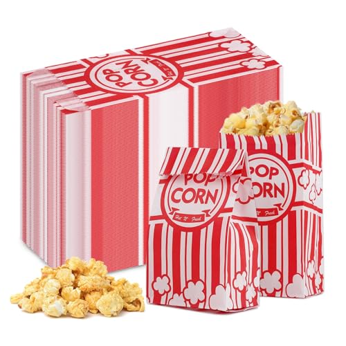 Ktxaby 600 Stück Popcorntüten Rot Weiß Gestreifte Papiertüten 28ml Popcorn-Boxen für Kinoabend Geburtstagsparty Familienfeier Süßigkeitenverpackung Bulk Verpackung Großpackung (21x9x6cm) von ktxaby