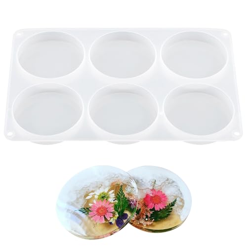 Untersetzer-Form mit 6 Mulden 10 cm Runde Silikonform Untersetzer-Silikonformen große Silikonformen für Epoxidharz, Basteln, Untersetzer, Blumen-Konservierung, Kerzen Untersetzer-Form mit 6 Mulden 10 cm Runde Silikonform Untersetzer-Silikonformen große Silikonformen für Epoxidharz, Basteln, Untersetzer, Blumen-Konservierung, Kerzen von ktxaby