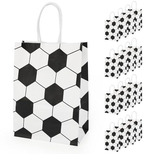 ktxaby 16 Stück Fußball Papiertüten 15×8×21 cm, Fußball Geschenktüten für Kindergeburtstag, Fußball Party Mitgebsel Tüten, Süßigkeitstüten mit Henkel ktxaby 16 Stück Fußball Papiertüten 15×8×21 cm, Fußball Geschenktüten für Kindergeburtstag, Fußball Party Mitgebsel Tüten, Süßigkeitstüten mit Henkel von ktxaby