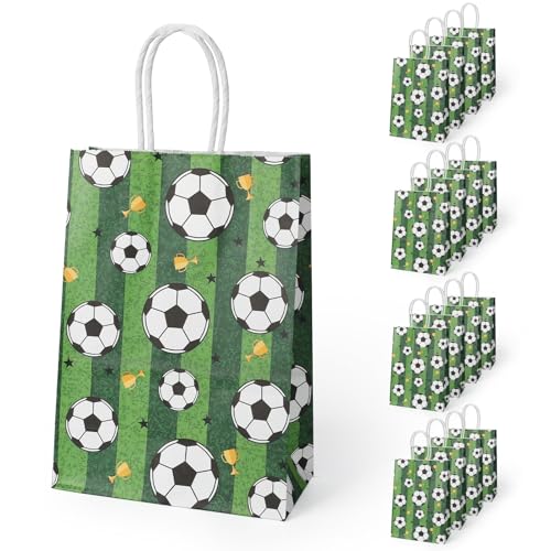 ktxaby 16 Stück Fußball Papiertüten 15×8×21 cm Grün, Fußball Geschenktüten für Kindergeburtstag, Fußball Party Mitgebsel Tüten, Süßigkeitstüten mit Henkel ktxaby 16 Stück Fußball Papiertüten 15×8×21 cm Grün, Fußball Geschenktüten für Kindergeburtstag, Fußball Party Mitgebsel Tüten, Süßigkeitstüten mit Henkel von ktxaby