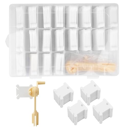 ktxaby 200 Kunststoff Spulen für Stickgarn Set mit 24 Fächern und Garnwickler Stickgarn Organizer Box für Kreuzstich Stickerei DIY Aufbewahrung für Zuhause Atelie von ktxaby