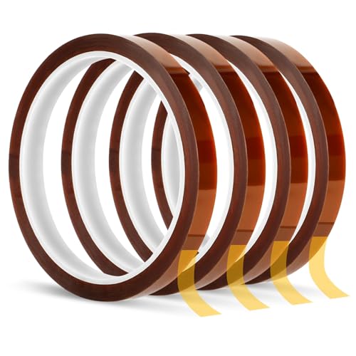 ktxaby 4 Rollen Hitzebeständiges Klebeband Braun Hochtemperaturband Rückstandsfrei Polyimidfilm Wärmeband für Sublimation Löten Elektronik Pulverbeschichtung Handwerk (10mm x 33m) von ktxaby
