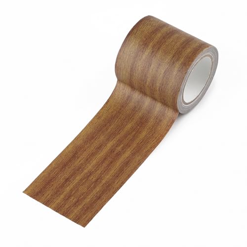 ktxaby 5.7cmx4.57m Holzmaserung Reparaturband Selbstklebendes Holzfarbenes Band Holzfarbenes Zierleisten Holz Effekt Klebeband Simuliertes Holzflicken Band für Wände Tische Stühle (Braun) von ktxaby