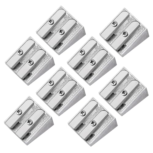 ktxaby 8 Stück Doppelloch Bleistiftspitzer Silber Metall Anspitzer Aluminiumlegierung Keilprofil Handspitzer für Schule Büro Zuhause Kunstprojekte ktxaby 8 Stück Doppelloch Bleistiftspitzer Silber Metall Anspitzer Aluminiumlegierung Keilprofil Handspitzer für Schule Büro Zuhause Kunstprojekte von ktxaby