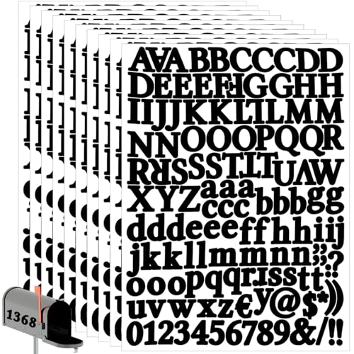 ktxaby 810 Stück 10 Blätter Buchstaben Aufkleber Schwarz Zahlen Sticker Selbstklebend Vinyl Satzzeichen Wasserfest Klebebuchstaben Alphabet Aufkleber for Briefkasten tür Schilder Basteln von ktxaby