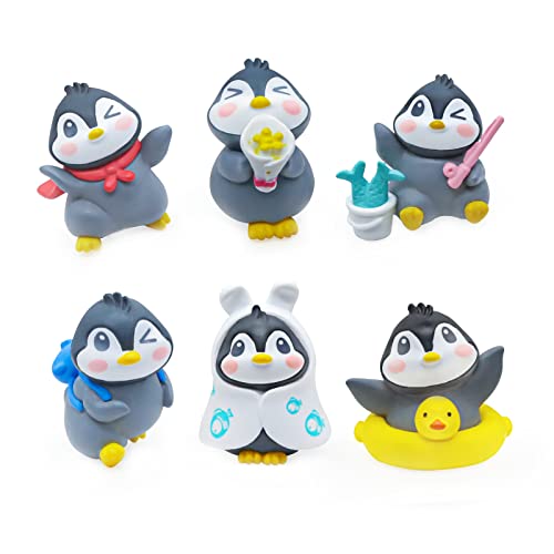 KUKIFUN Pinguin Kuchen Cupcake Topper, 6 Stück Mini-Pinguin-Figuren, niedliches Pinguin-Figur-Spielzeug, Pinguin-Kuchendekorationen für Kindergeburt von kukifun