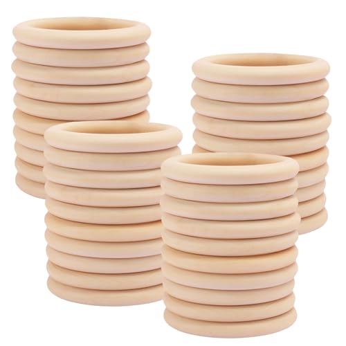 kukmakri 40 Stück unlackierte Holzringe aus natürlichem Holz, 7,9 cm, Bastelringe für Bastelarbeiten, Schmuckherstellung, Makramee und Heimdekoration von kukmakri