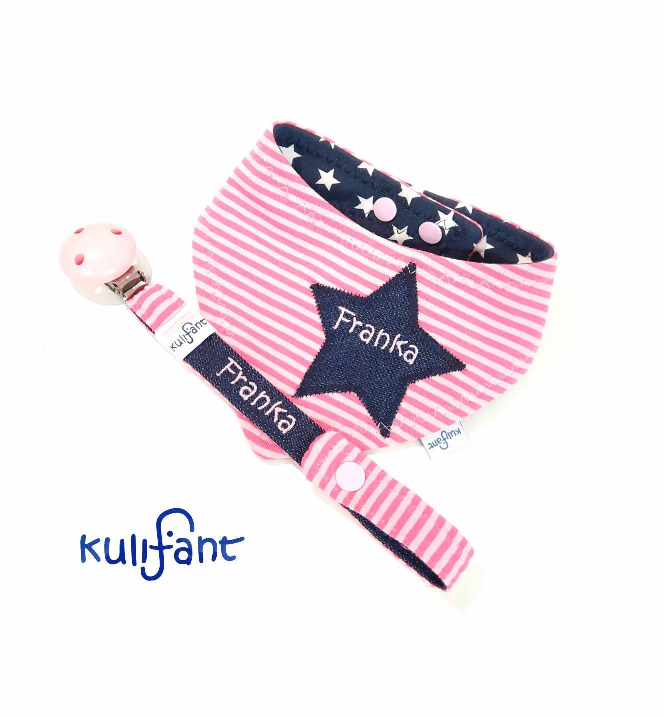 Babygeschenk Set Schnullerband & Tuch Steifen Sterne Geschenk Name /Praktisch Andere Muster Möglich Babygeschenk Set Schnullerband & Tuch Steifen Sterne Geschenk Name /Praktisch Andere Muster Möglich von kulifant