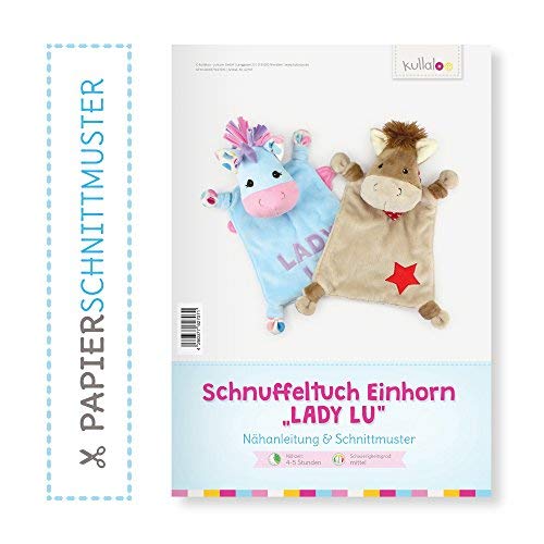 Einhorn Schnuffeltuch nähen: Papierschnittmuster Einhorn/Pferd “LADY LU” von kullaloo