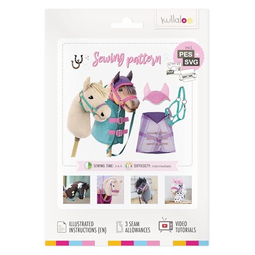 kullaloo Hobby Horse Schnittmuster – Machen Sie ein Pferd mit Ohrhaube, Decke und Halfter | Papiermuster mit QR-Video-Tutorials, PES- und SVG-Dateien | Entworfen in Kanada von kullaloo