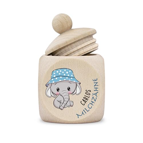 kultdog Zahndose Milchzähne Junge modern Dose Holz personalisiert Druck Name Elefant kultdog Zahndose Milchzähne Junge modern Dose Holz personalisiert Druck Name Elefant von kultdog