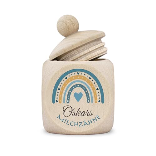 kultdog Zahndose Milchzähne Junge modern Dose Holz personalisiert Druck Name Regenbogen blau kultdog Zahndose Milchzähne Junge modern Dose Holz personalisiert Druck Name Regenbogen blau von kultdog