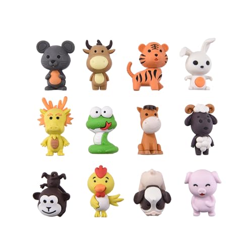 KUNFOWL 12 Stück Tier-Radiergummis für Kinder, 3D-Puzzle-Radierer für Jungen und Mädchen, chinesisches Sternzeichen-Radiergummi für Schulbedarf, Preis, Geschenke, Partygeschenke KUNFOWL 12 Stück Tier-Radiergummis für Kinder, 3D-Puzzle-Radierer für Jungen und Mädchen, chinesisches Sternzeichen-Radiergummi für Schulbedarf, Preis, Geschenke, Partygeschenke von kunfowl
