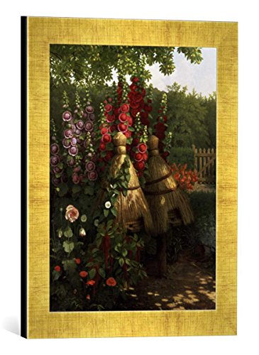 Gerahmtes Bild von William Hammer Bienenstöcke im Garten, Kunstdruck im hochwertigen handgefertigten Bilder-Rahmen, 30x40 cm, Gold Raya von kunst für alle