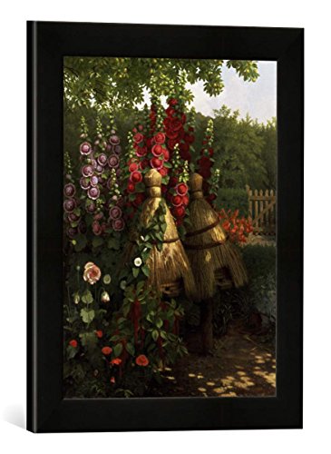 Gerahmtes Bild von William Hammer Bienenstöcke im Garten, Kunstdruck im hochwertigen handgefertigten Bilder-Rahmen, 30x40 cm, Schwarz matt von kunst für alle