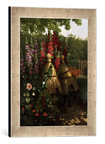 Gerahmtes Bild von William Hammer Bienenstöcke im Garten, Kunstdruck im hochwertigen handgefertigten Bilder-Rahmen, 30x40 cm, Silber Raya von kunst für alle