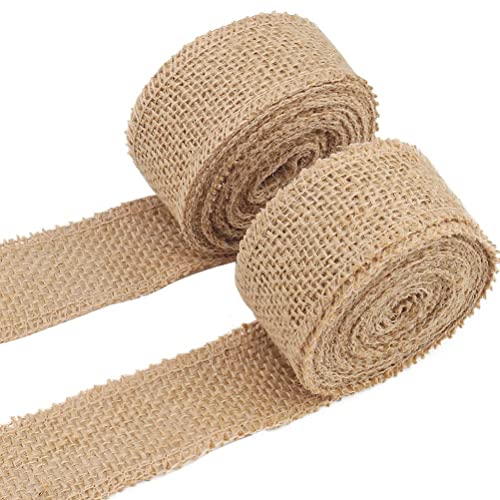 10 m Juteband, 4 cm Burlap Band Vintage Geschenkband Sackleinen Band für Handwerk Geschenkverpackung Basteln(5m/Rollen) von kuou