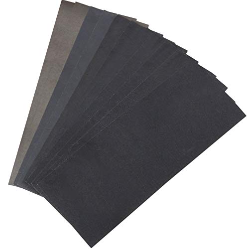 12 Stück Nassen & Trocken Schleifpapier Set, Sandpapier Polieren 400/600/800/1000/1200/1500 Körnung Schleifpapier für Holzmöbel Stein Lack Metall von Epicing