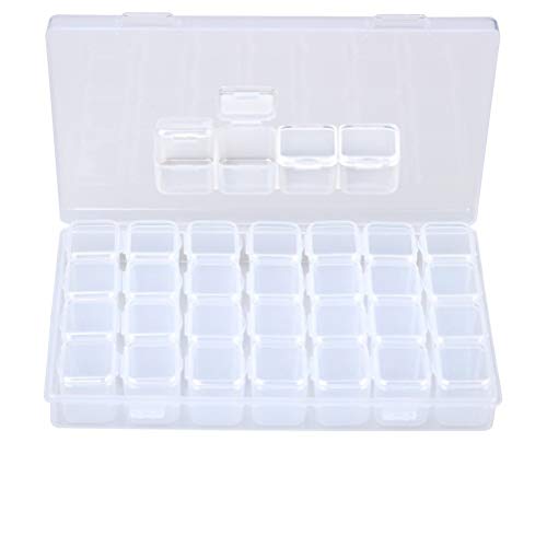 Siming Sortierbox transparent (leer) 28Fächer,Abnehmbar Zweisitzer Perlen Box von Qoosea